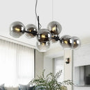 Mid-century gold metal smoked glass chandelier – dining room led light