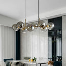 Mid-century gold metal smoked glass chandelier – dining room led light