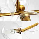 Mid-century gold metal smoked glass chandelier – dining room led light