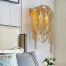Mid century gold & silver stacked tassel wall lamp bedroom sconce