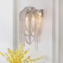 Mid century gold & silver stacked tassel wall lamp bedroom sconce