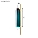 Mid century gooseneck wall light brass & teal glass bedroom sconce