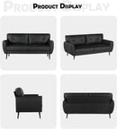 Mid Century Modern Black Loveseat Sofa for Small Spaces