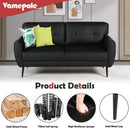 Mid Century Modern Black Loveseat Sofa for Small Spaces