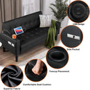 Mid-Century Modern Loveseat with USB Ports and Cup Holders