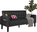 Mid-Century Modern Loveseat with USB Ports and Cup Holders