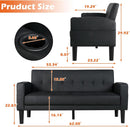 Mid-Century Modern Loveseat with USB Ports and Cup Holders