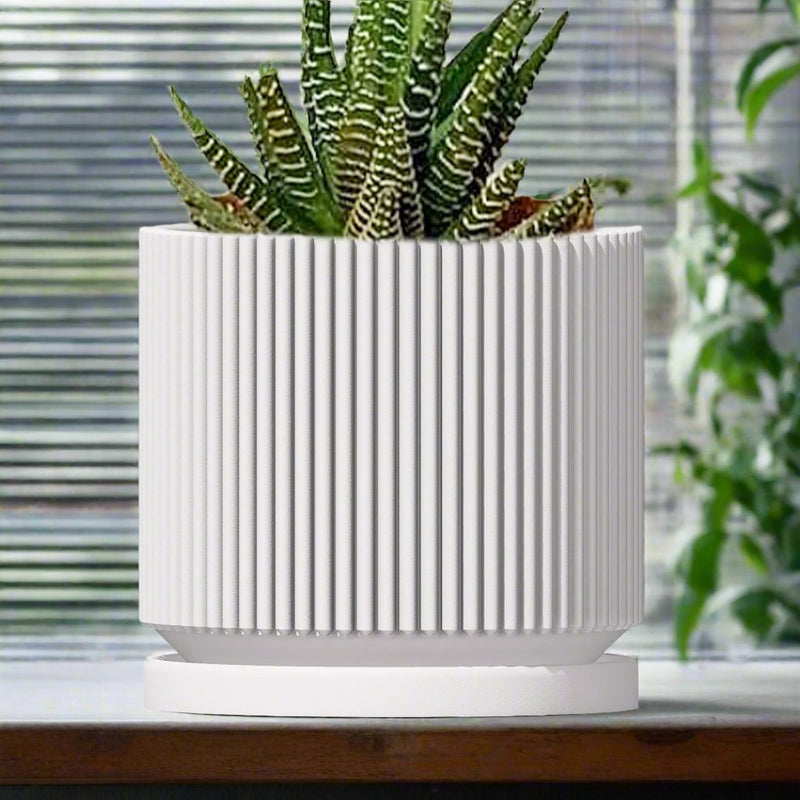 indoor mid century planter Mid-Century Ribbed Planter