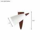 Mid-century white cone metal wall sconce bedroom light with wood base