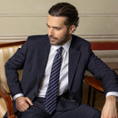 Esino - Silk Jacquard Tie - Midnight Blue and Silver