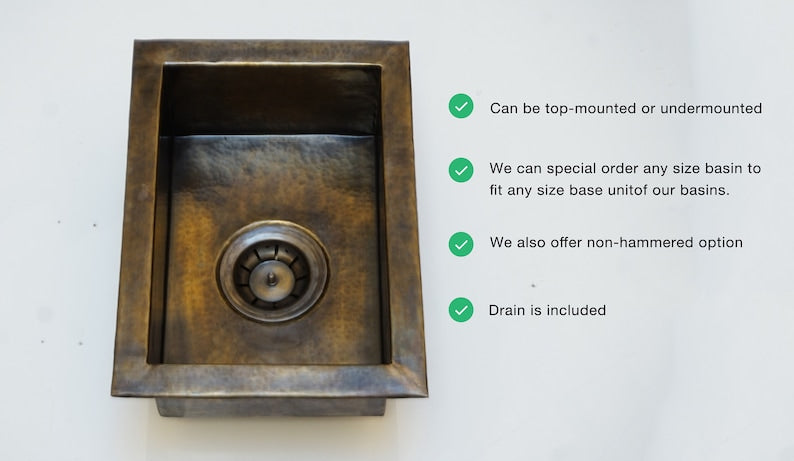 Antique Bronze Hammered Brass Undermount Sink - Rustic Brass Kitchen Sink
