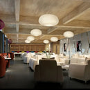 Milky white glass whorls cocoon pendant light for dining room
