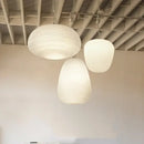 Milky white glass whorls cocoon pendant light for dining room