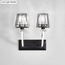 Minimal brass and crystal wall lamp with cone shade for bedroom
