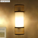 Minimalist bamboo cylinder shade wall sconce for stairway wall lamp