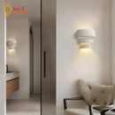 Minimalist bauhaus white gypsum wall lamp for bedroom warm light