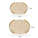 Minimalist beige brown travertine marble tray for dining room decor