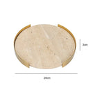 Minimalist beige brown travertine marble tray for dining room decor