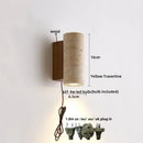 Minimalist beige travertine led wall lights bedroom stone clock