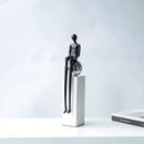 Minimalist black abstract thinker metal figurine living room decor