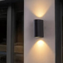 Minimalist black aluminum outdoor cylinder wall light outdoor space