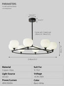 Minimalist black and copper glass chandelier dining room globe light