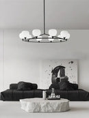 Minimalist black and copper glass chandelier dining room globe light