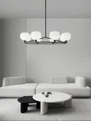 Minimalist black and copper glass chandelier dining room globe light