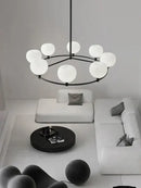 Minimalist black and copper glass chandelier dining room globe light