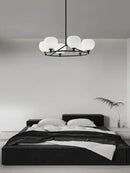 Minimalist black and copper glass chandelier dining room globe light