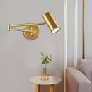 Minimalist black and gold adjustable cylinder wall light bedroom lamp