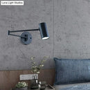 Minimalist black and gold adjustable cylinder wall light bedroom lamp