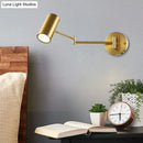Minimalist black and gold adjustable cylinder wall light bedroom lamp