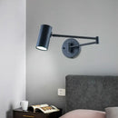 Minimalist black and gold adjustable cylinder wall light bedroom lamp