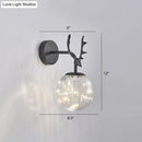 DecorBites™ Minimalist LED Bedroom Sconce with Antler and Glass Design - Wall Mount Lamp with Starry String
