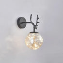 DecorBites™ Minimalist LED Bedroom Sconce with Antler and Glass Design - Wall Mount Lamp with Starry String