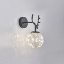 DecorBites™ Minimalist LED Bedroom Sconce with Antler and Glass Design - Wall Mount Lamp with Starry String