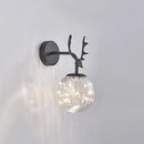 DecorBites™ Minimalist LED Bedroom Sconce with Antler and Glass Design - Wall Mount Lamp with Starry String