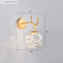 DecorBites™ Minimalist LED Bedroom Sconce with Antler and Glass Design - Wall Mount Lamp with Starry String