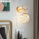 DecorBites™ Minimalist LED Bedroom Sconce with Antler and Glass Design - Wall Mount Lamp with Starry String
