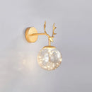 DecorBites™ Minimalist LED Bedroom Sconce with Antler and Glass Design - Wall Mount Lamp with Starry String