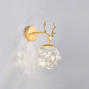 Minimalist black antler glass globe sconce – bedroom fairy light