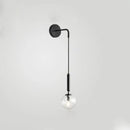 Minimalist black & brass glass ball wall lamp bedroom sconce