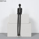 Minimalist black character metal statue living room desk ornament