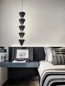 Minimalist black conical pendant light cream bedroom chandelier