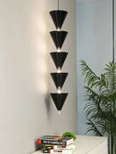 Minimalist black conical pendant light cream bedroom chandelier