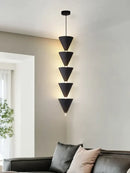 Minimalist black conical pendant light cream bedroom chandelier