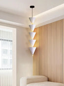 Minimalist black conical pendant light cream bedroom chandelier