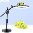 Minimalist black finish led ring light with phone holder bedroom vanity