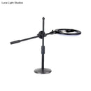 Minimalist black finish led ring light with phone holder bedroom vanity